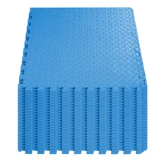 ¾ Inch Puzzle Exercise Mat EVA Foam for Home Gym Blue 96 Sq Ft - 24 Tiles