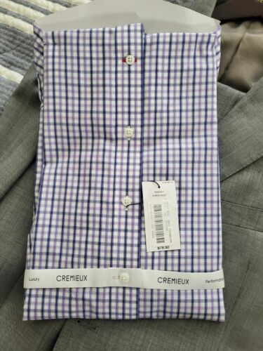 Brand New Daniel Cremieux 100 % Cotton Dress Shirt ( White With Navy And Purple) - Picture 2 of 10