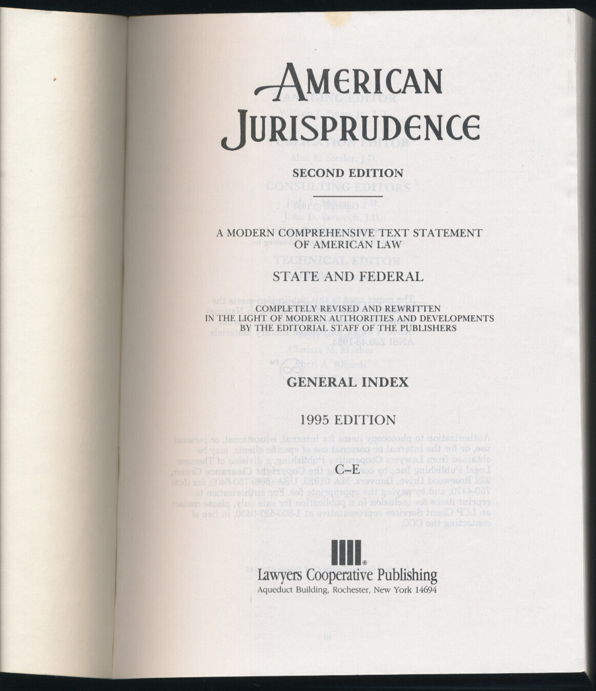 1995 Edition American Jurisprudence 2d State & Federal General Index C
