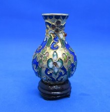 Chinese gold cloisonné vintage Art Deco oriental antique tiny vase D