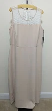 Mynt 1792 Nordstrom Women's Plus Lace Yoke Crepe Maxi Dress Beige Size 18W