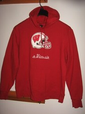 Adidas Wisconsin Badgers Red Hoodie Sweatshirt Size Large Helmet