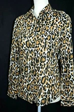 NEW Tori Burch Shirt Blouse Animal Print Black Caramel XS (2) Soft cotton, NWT