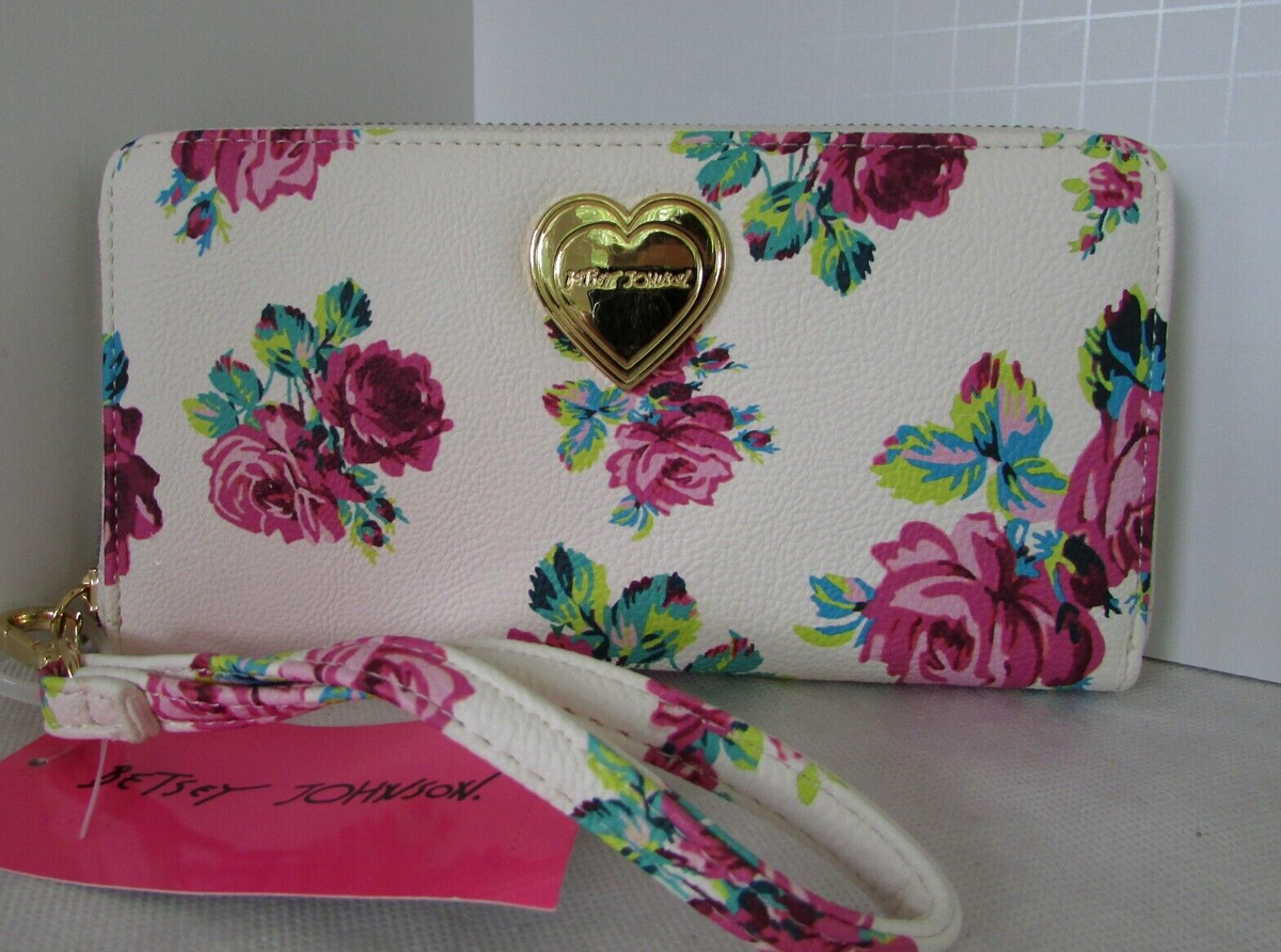 【美品】BETSEY JOHNSON 花柄キャミソール Pサイズ ヴィンテージ Betsey Johnson Wallet Wristlet Floral Zip Around White Multi Purse