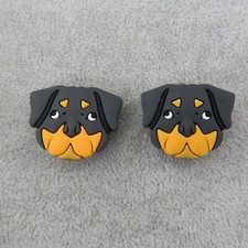 ROTTWEILER Dog Shoe Charms for Shoes Wristbands Set Lot 2 Kawaii Puppy Face