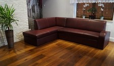 Weinrot Echtleder Ecksofa Couch mit Schlaffunktion Echt Leder Eckcouch Eck Sofa