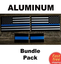 Aluminum Thin Blue Line Blue Lives Matter Police Officer Law Enforcement BUNDLE