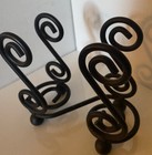 Black Wrought Iron Napkin Holder Ball Footed Beautiful Scroll Design. Excellent — photo 8