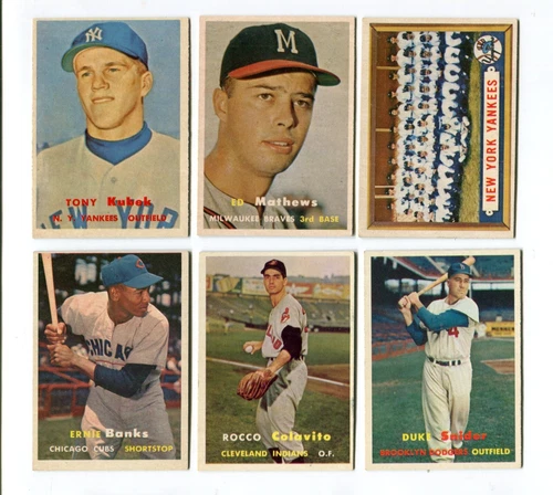 1957 Topps Partial Set Lot of 328 Different Pack Fresh Cards w/ Mid Series