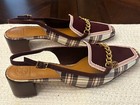 Tory Burch NEW Size 11 Mini Benton Plaid Claret Charm Slingback Loafers Sandals — photo 2