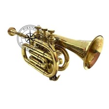 Brass Polished Mini Trumpet Pocket Bugle Horn Mouthpiece Decorative Present