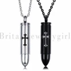 2PCS Bullet Cross Pendant Necklace Cremation Memorial Ash Urn Holder Keepsake