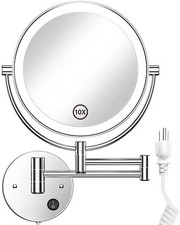 8.5 Inch Led Wall Mounted Makeup Mirror Round Double Sided 1x/10x Magnifying Van