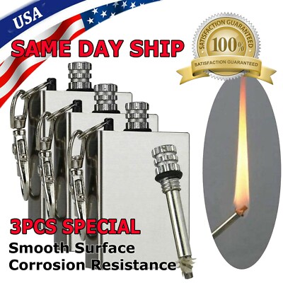 3 Lighter Flint Magnesium Emergency Fire Starter Camp Survival Refill Waterproof