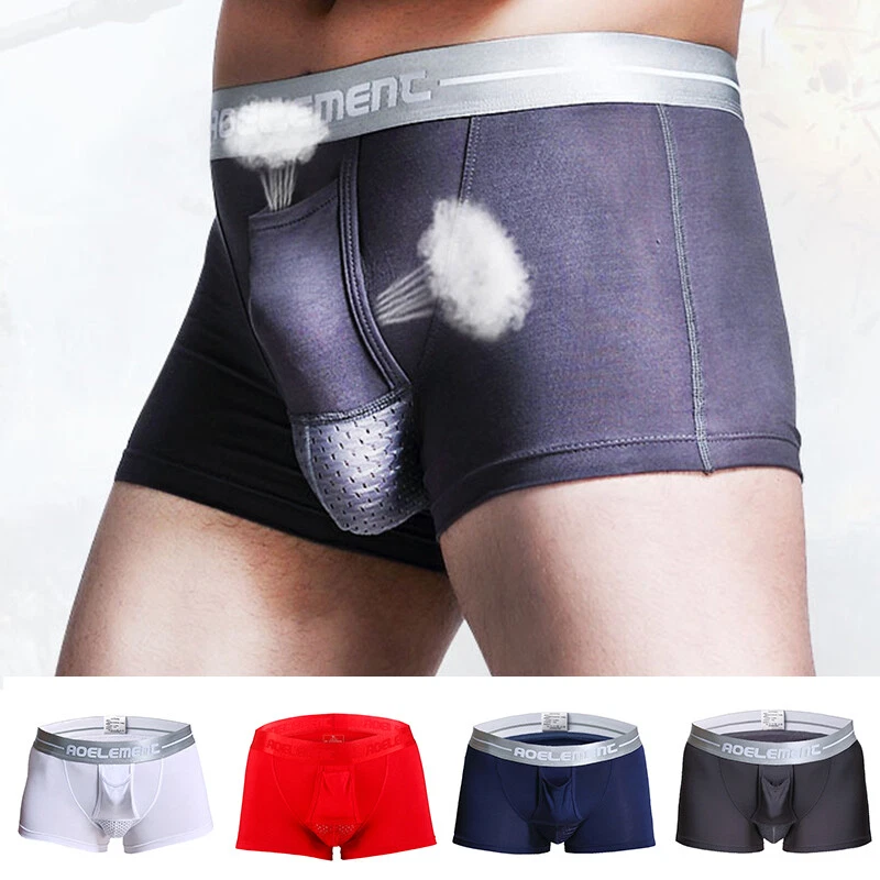 Mens Underwear Separate Penis Ball Pouch Breathable Comfort Sport Boxer  Shorts