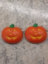 Pair of Jack-O-Lantern Button Covers 1993 Hallmark Cards 1 3/8" x 1 1/8"