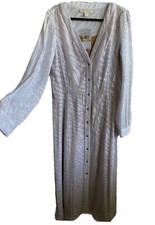 Michael Kors NWT  Kate Jacquard Metallic  Silk Long Sleeve Dress  M