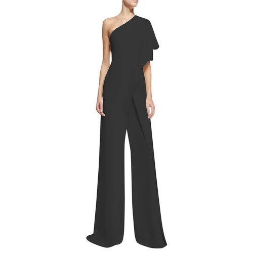 Mono de mujer de un hombro sin tirantes asimétrico pantalón largo elegante monos - Imagen 25 de 60
