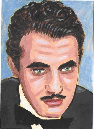 Original ACEO Painting - Actor GILBERT ROLAND - Acrylic Portrait OOAK Signed
