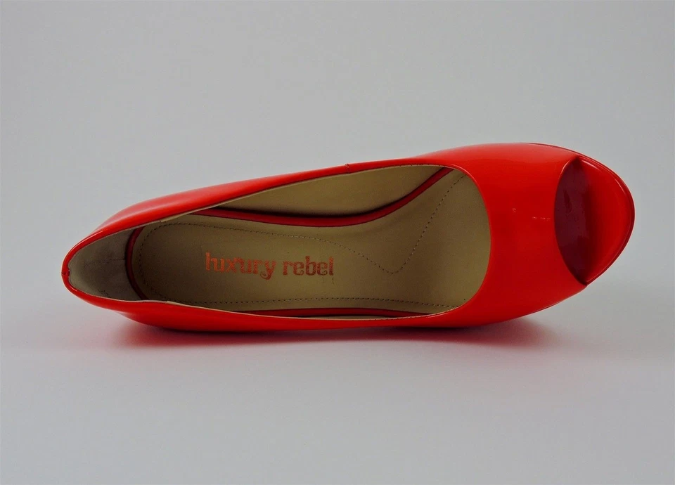 Zapatos de salón Luxury Rebel para mujer Carlita plataforma punta abierta rojo coral talla EU 39,5 M Foto 4 de 4
