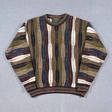 VTG Tosani Sweater Mens Large 3D Knit Coogi Style Biggie Cosby Wool Blend