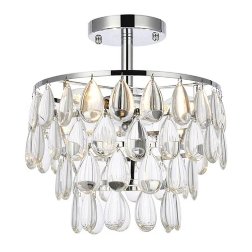 Elegant Lighting Mila 12" Iron and Crystal Flush Mount in Chrome - Picture 1 of 8