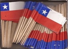 Box of 100 Chile Toothpick Flags, 100 Small Mini Chilean Flag Cupcake Picks