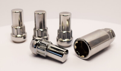 Polished Chrome Locking Wheel Bolts - Set of 4
