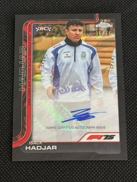 2025 Topps Chrome Formula 1 ISACK HADJAR F1 75th Anniversary RC AUTO #36/75