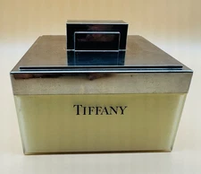 Vintage Tiffany Perfumed Dusting Powder Plastic Box w/ Down Puff Almost Empty