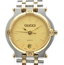 Vintage [ Exc+5 ] GUCCI 9000L Cream Dial Gold Silver Women's 24mm date Watch