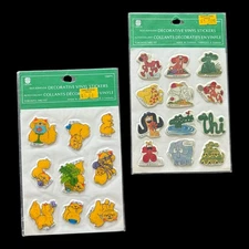 LOT OF 2 Vintage 80's Puffy Stickers  - Decorative Vinyl Stickers - Happy Cats