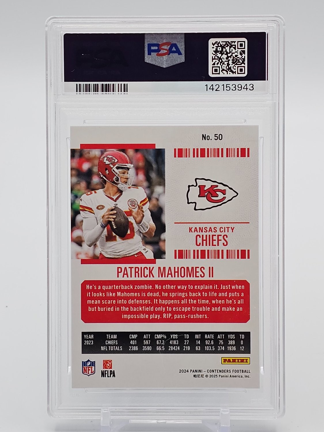 PATRICK MAHOMES II 2024 CONTENDERS SEASON TICKET MOJO #50 PSA 10 GEM Q0856 view 2