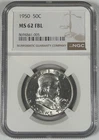 1950 Franklin Half Dollar Coin NGC MS 62 FBL
