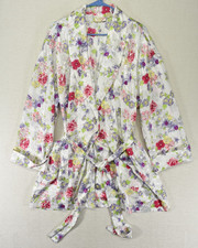 Vintage Gold Label Victoria  s Secret Floral Robe M/L White Satin Bridal Elegant