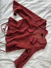 Top Shop Red Polka Dot Shirt Size 8