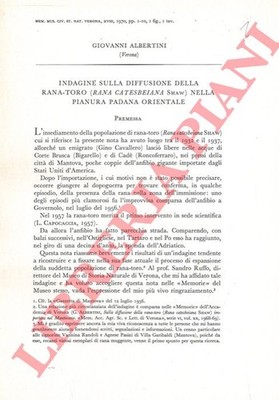 ALBERTINI Giovanni - Untersuchung über die Ausbreitung des Stierfrosches (Catesbeian Frosch