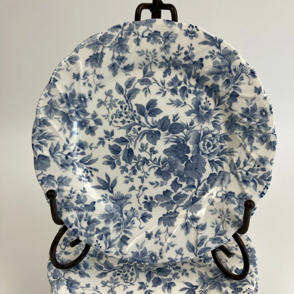 Nikko Blossom Time Tea Roses Blue Floral Set Of 8 Salad Plates 7 3/4" Japan - Image 2 of 3