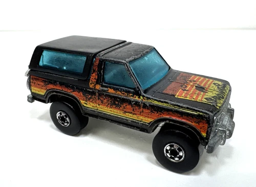 Vintage Hot Wheels 1980 Ford Bronco Black Motorcycle Hong Kong HK Blackwall