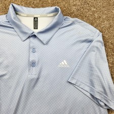 Adidas Golf Mens Light Blue Textured Polo Shirt Size L AOP