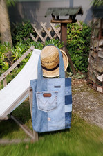 Jeansbeutel Jeans Shopper Schultertasche Beut...