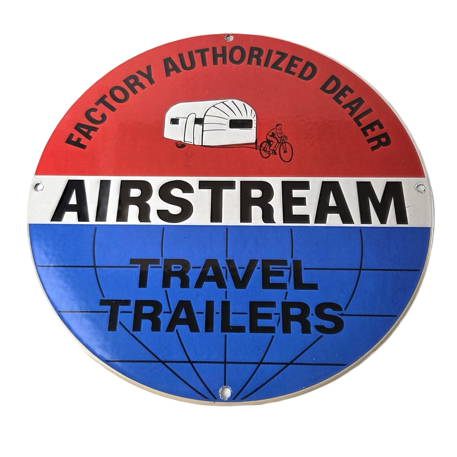 Vintage Airstream Sign - Travel Trailer RV Gas Airplane Porcelain Sign