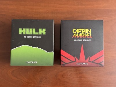 Incredible Hulk Captain Marvel Loot Crate 3D Comic Standee Figures Lot of 2