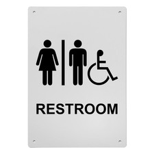 Restroom Sign, 8.5 x 11 in" OSHA Compliant ADA Unisex Family Assisted Sign