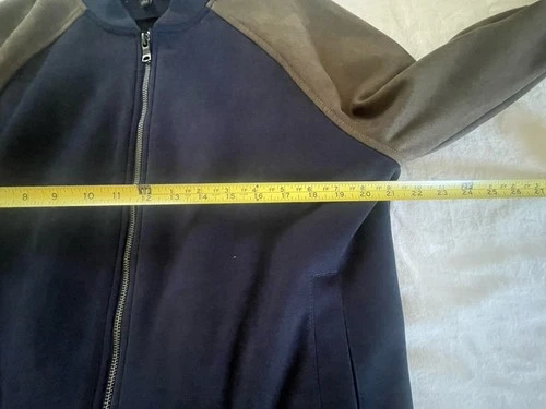 Banana Republic Men’s Full Zip Colorblock vegan suede bomber M image 3