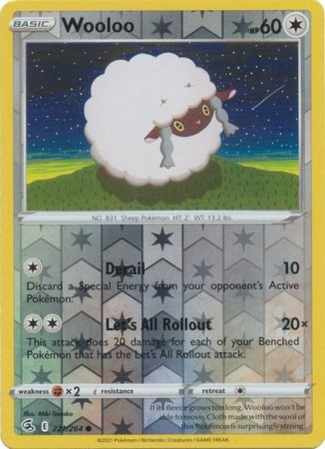 Pokemon -  Wooloo - 221/264 - Reverse Holo - Fusion Strike - NM/M
