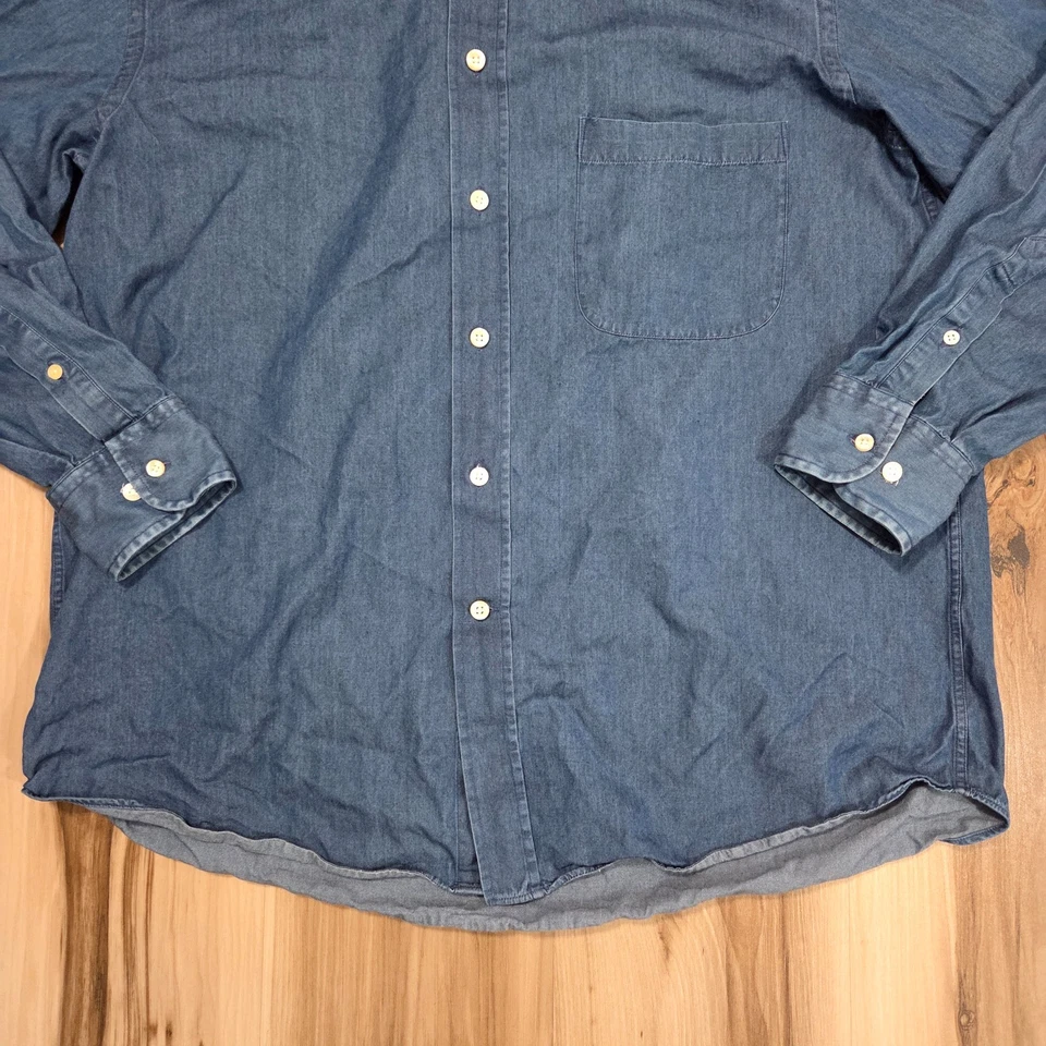 Camisa Denim Canali Para Hombre L Manga Larga Abotonada Preppy Informal Cambray Foto 2 de 4
