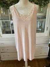 Victoria  s Secret Pink Cotton Lace Nightgown Size L Slip Gown Angel Simple