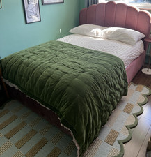 Pink Velvet Double Ottoman Bed and IKEA HÖVÅG Firm Pocket Spring Mattress