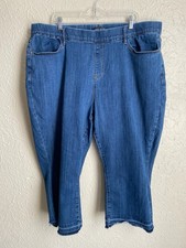 Judy Blue Jeans Womens 24W Plus Blue Skinny Fit Capri High Rise Distressed Denim